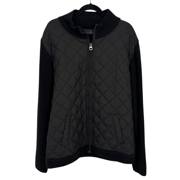 7 Diamonds Quilted Wool Blend Full Zip Jacket Black Knit Sleeves Men’s Size XXL - Picture 1 of 11